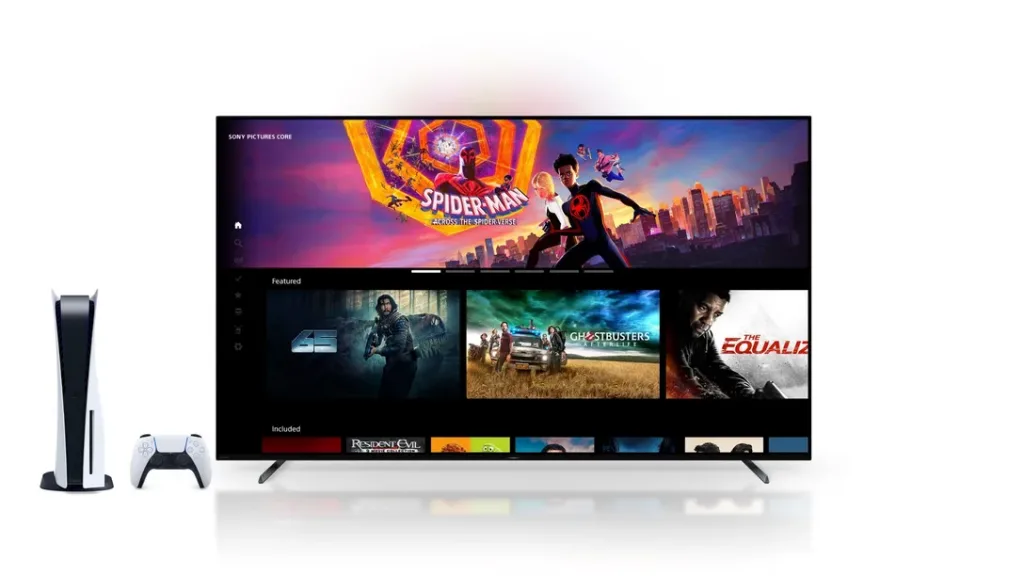 Промо-банер додатку Sony Pictures Core на домашньому екрані консолі PlayStation 5