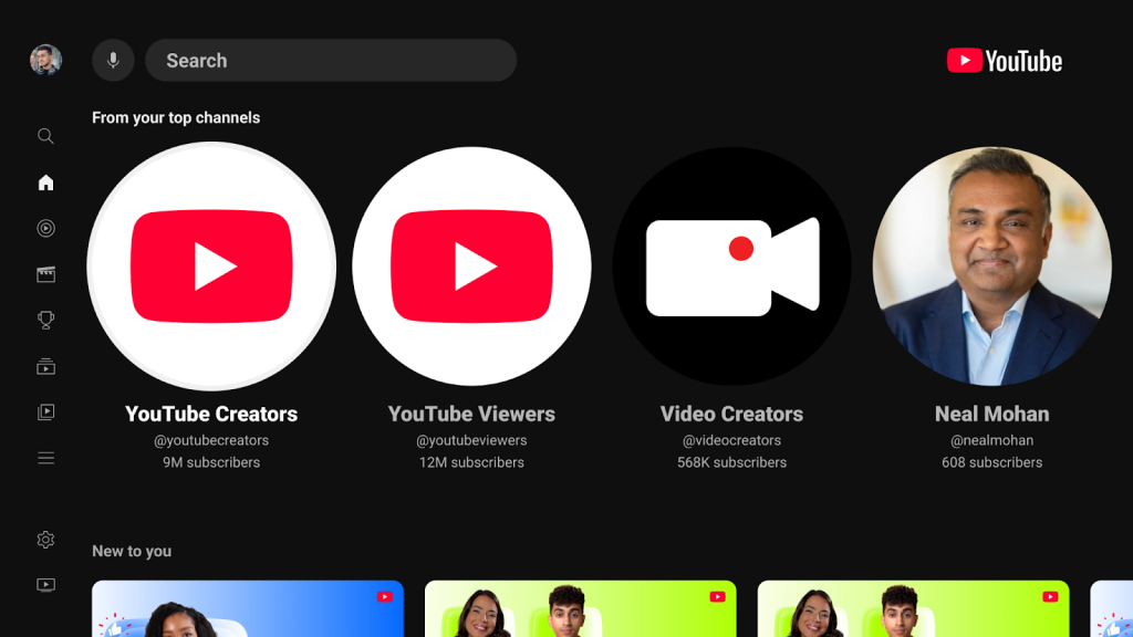 Новий інтерфейс YouTube TV