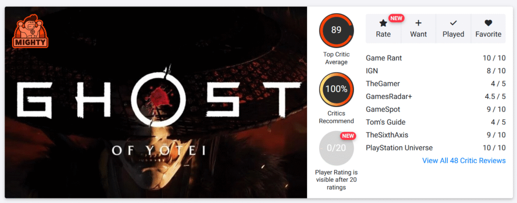 Ghost of Yōtei OpenCritic