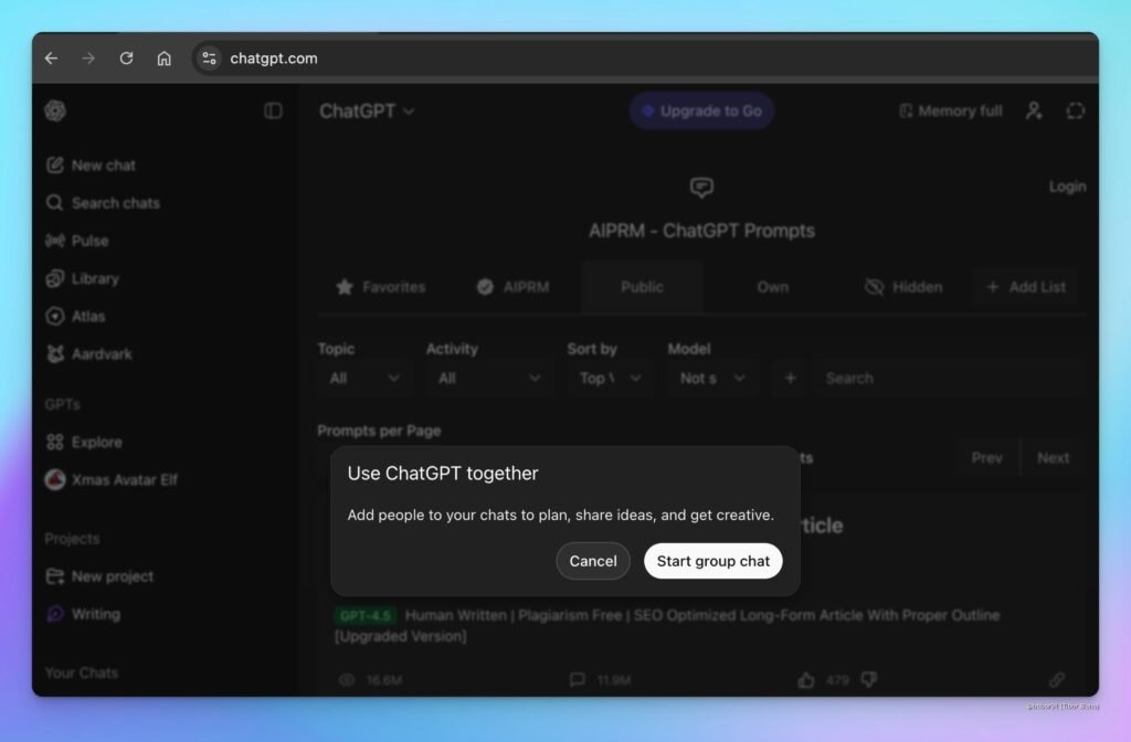 Групові чати ChatGPT